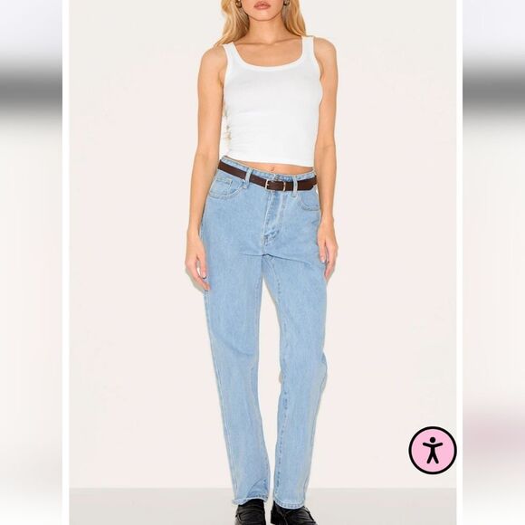 NWT PRETTYLITTLETHING Light Blue Wash High Waist Straight Leg Jeans - Picture 2 of 6